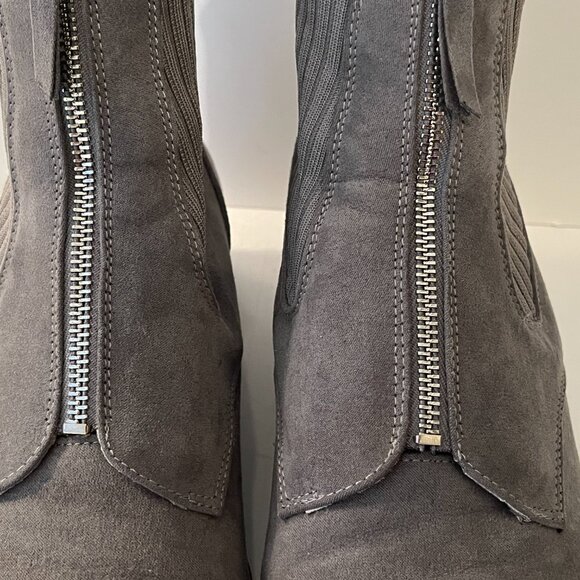 AK Anne Klein IFLEX Gray Sock Knit Zip Ankle Boots Wedge Heels Women's Size 11M - Picture 6 of 16